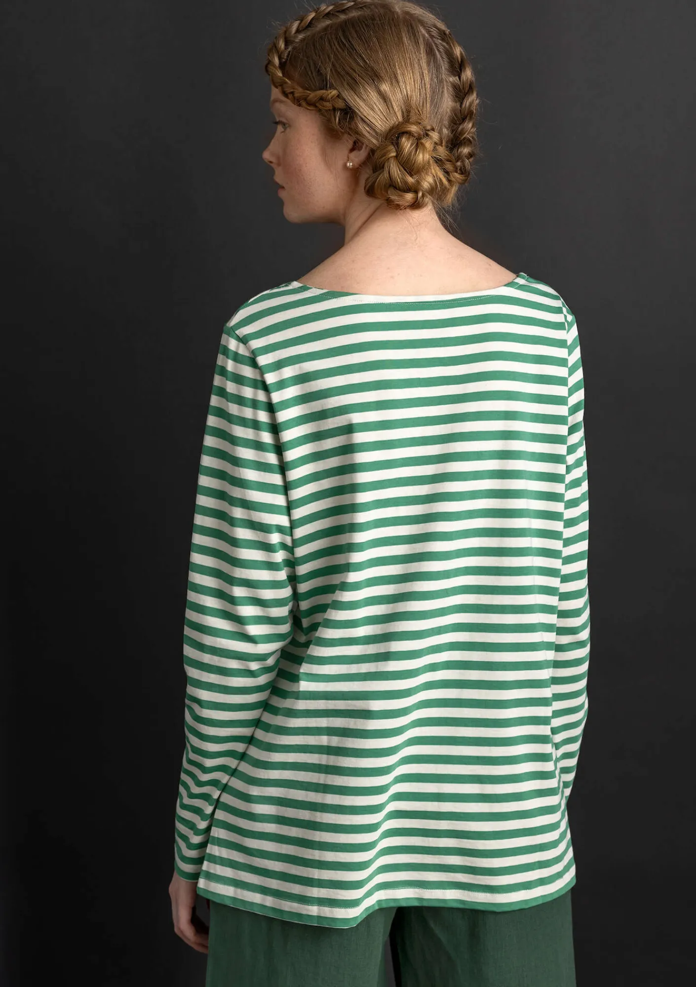 Gudrun Sjödén Pullover & Shirts>Basic-Streifenshirt aus Bio-Baumwolle Malachit-feder