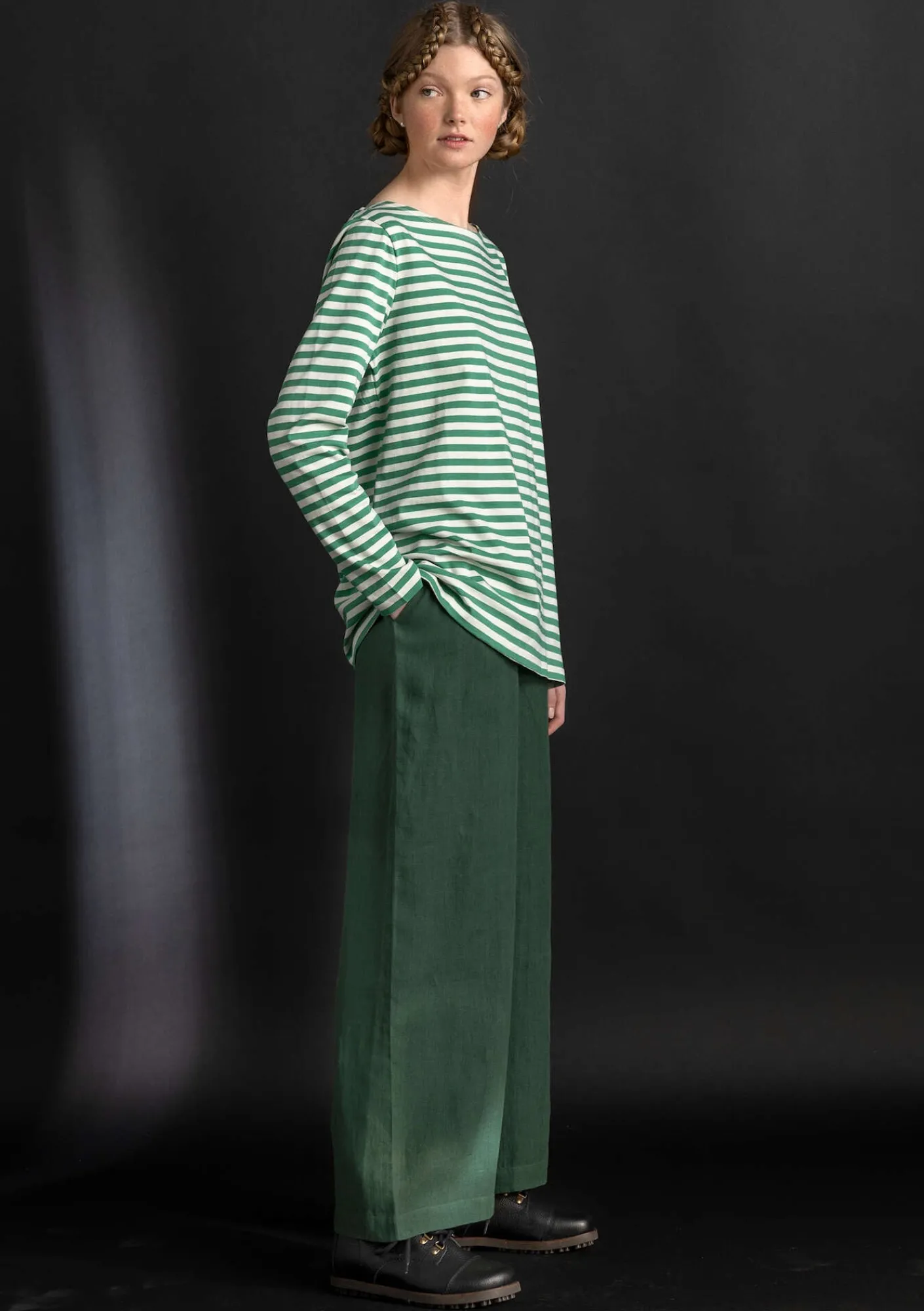 Gudrun Sjödén Pullover & Shirts>Basic-Streifenshirt aus Bio-Baumwolle Malachit-feder