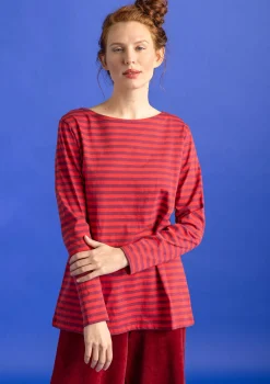 Gudrun Sjödén Pullover & Shirts>Basic-Streifenshirt aus Bio-Baumwolle Purpur-walderdbeere