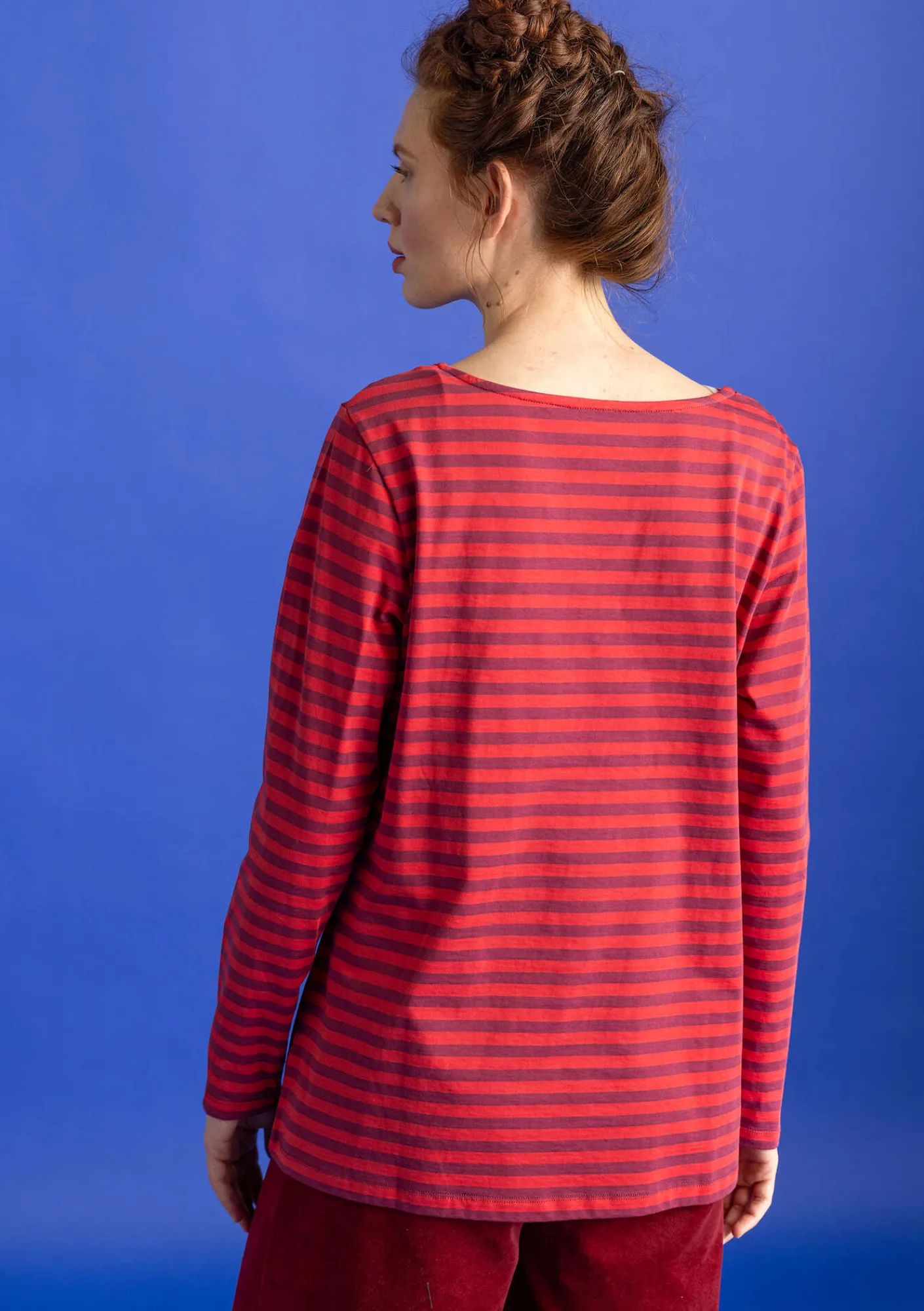 Gudrun Sjödén Pullover & Shirts>Basic-Streifenshirt aus Bio-Baumwolle Purpur-walderdbeere
