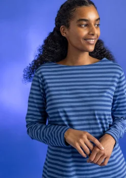 Gudrun Sjödén Pullover & Shirts>Basic-Streifenshirt aus Bio-Baumwolle Indigoblau-leinenblau