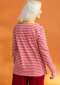 Gudrun Sjödén Pullover & Shirts>Basic-Streifenshirt aus Bio-Baumwolle Feder-walderdbeere