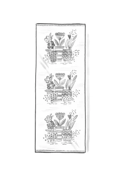 Gudrun Sjödén Teppiche|Heimtextilien>Bedruckter Läufer „Flower pots“ aus Bio-Baumwolle Staubgrün
