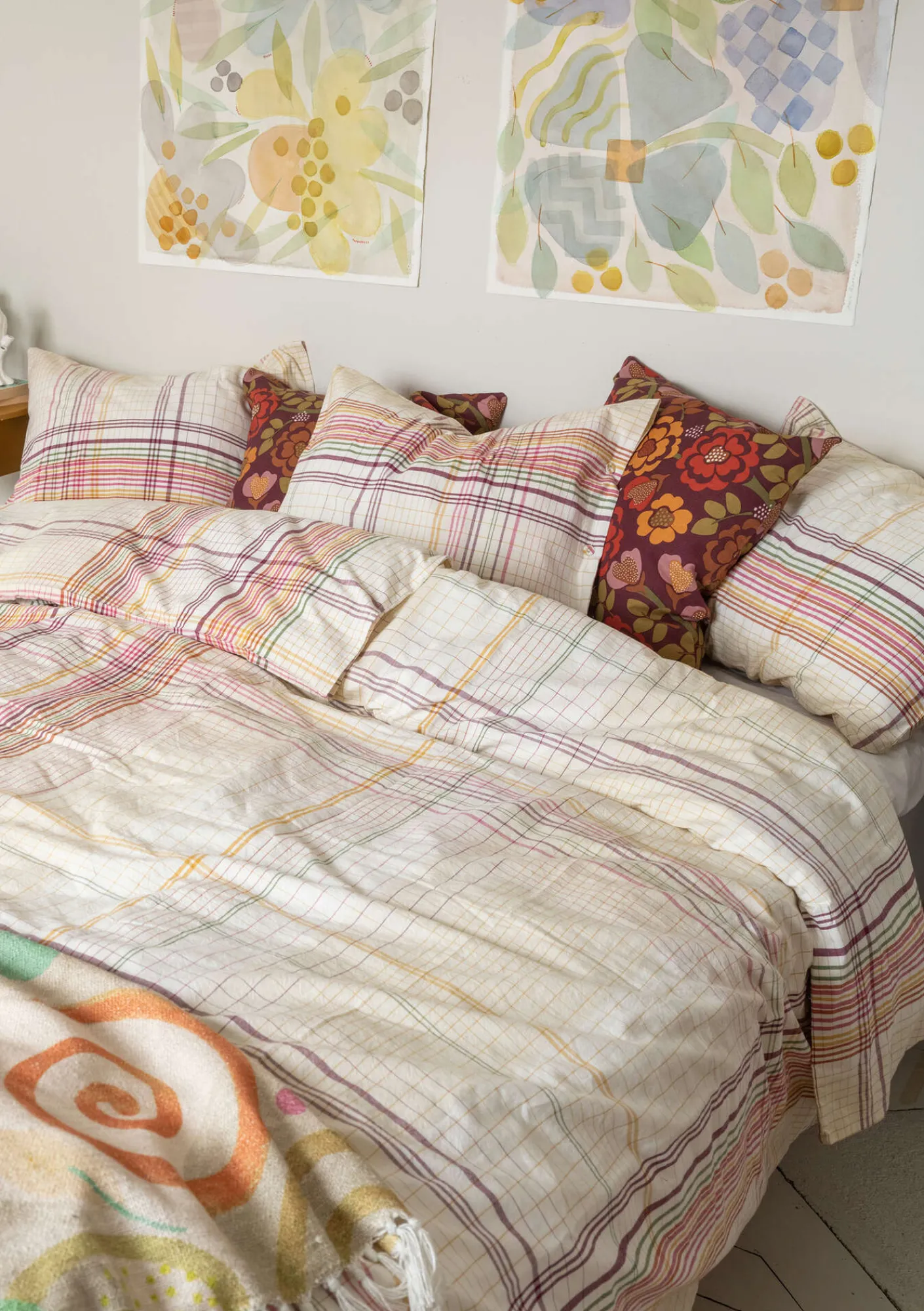 Gudrun Sjödén Schlafzimmer Deko|Heimtextilien>Bettbezug „Rainbow“ aus Bio-Baumwolle Holunderblüte