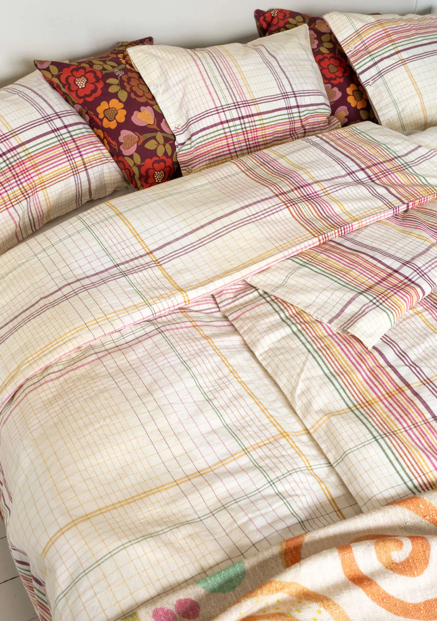 Gudrun Sjödén Schlafzimmer Deko|Heimtextilien>Bettbezug „Rainbow“ aus Bio-Baumwolle Holunderblüte