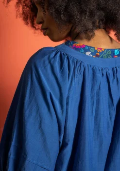 Gudrun Sjödén Blusen>Bluse aus Baumwolle/Seide Indigoblau