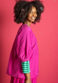 Gudrun Sjödén Blusen>Bluse aus Baumwolle/Seide Cerise