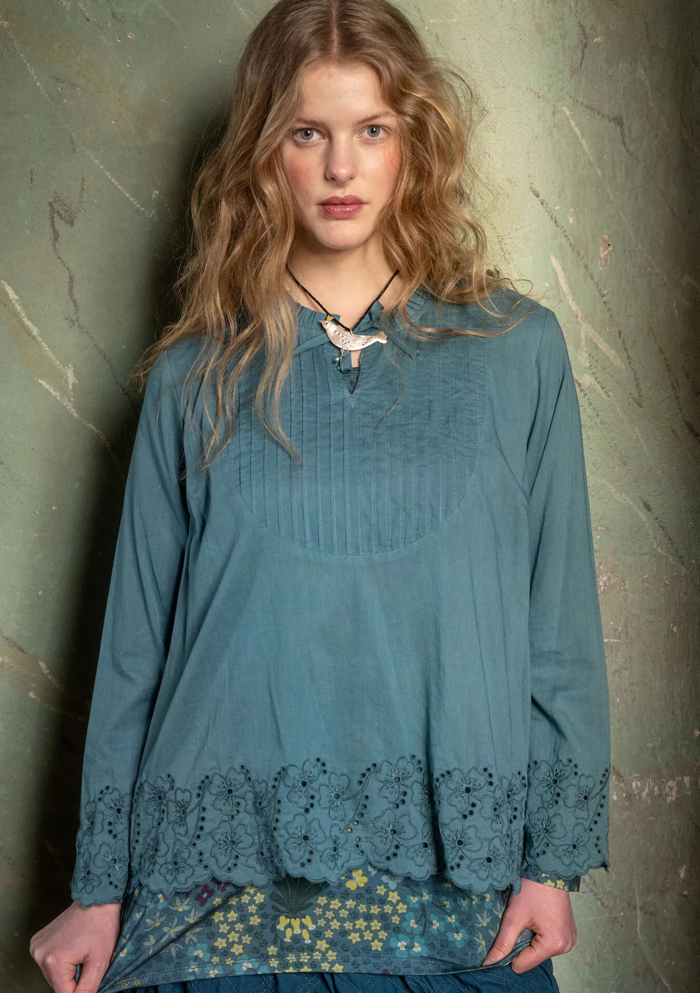 Gudrun Sjödén Blusen>Bluse „Birta“ aus Bio-Baumwolle Veronagrün