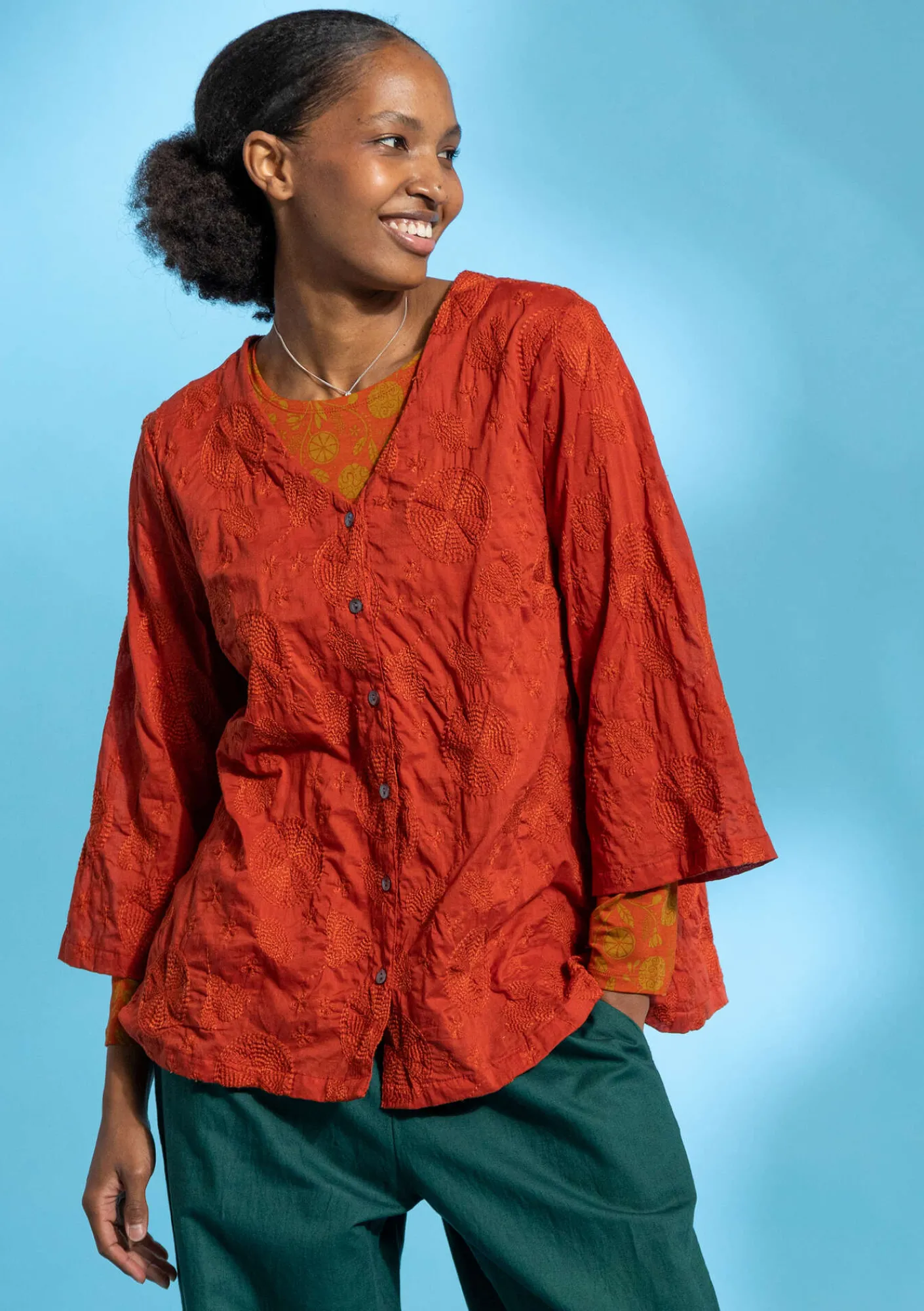 Gudrun Sjödén Blusen>Bluse „Clementine“ aus Bio-Baumwolle Kupfer