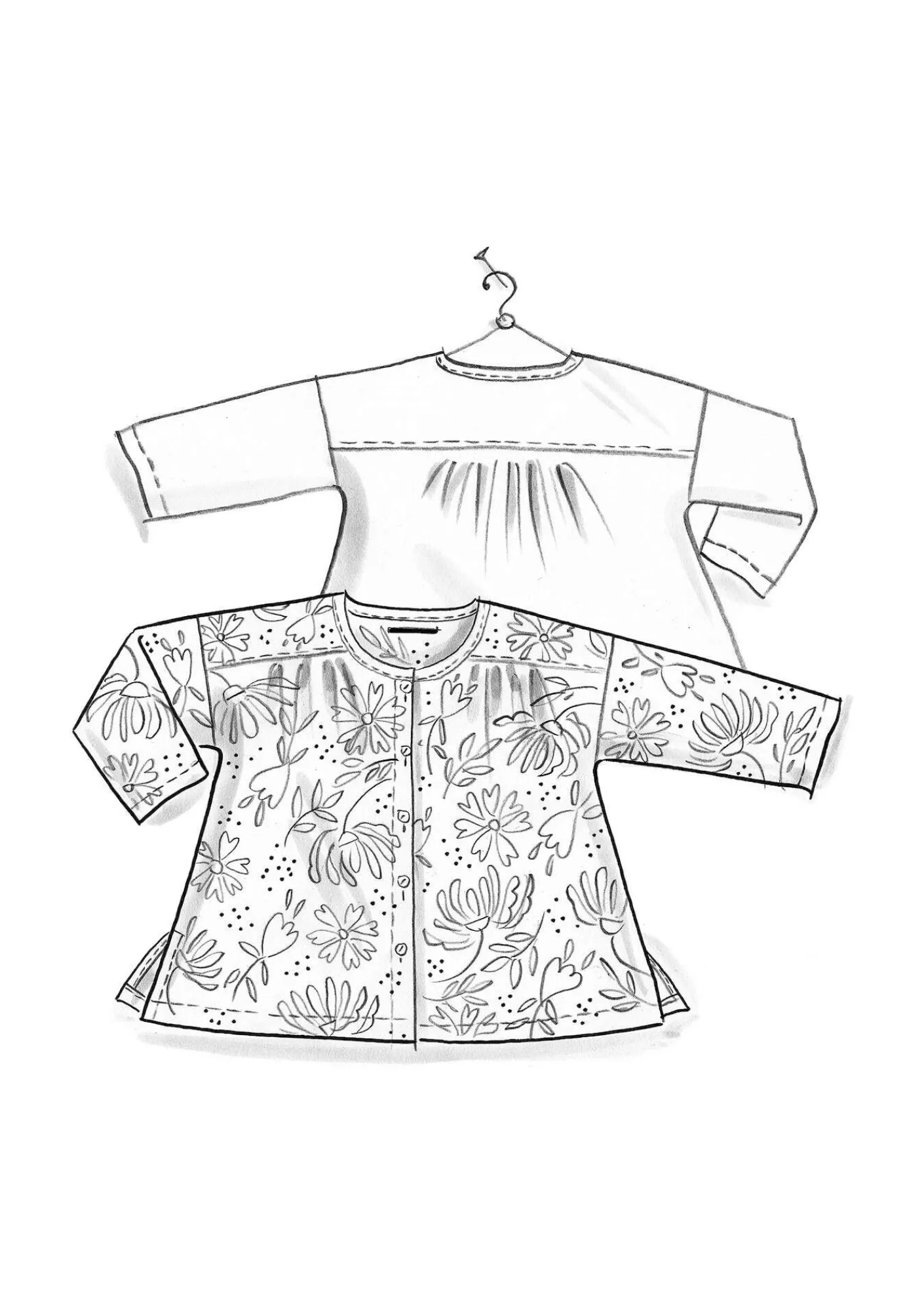 Gudrun Sjödén Blusen>Bluse „Hedda“ aus Bio-Baumwollgewebe Dunkelpetrol-gemustert