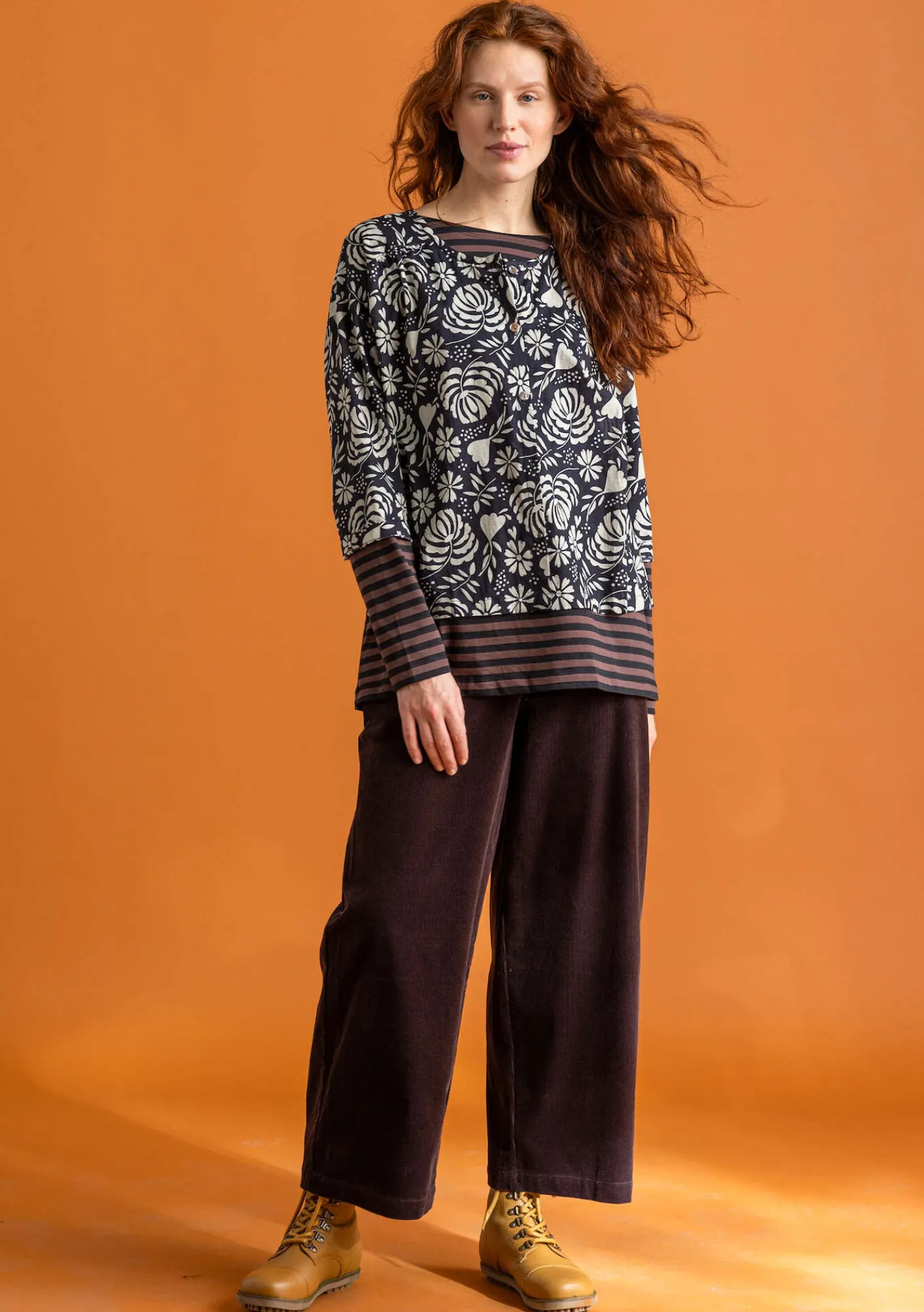 Gudrun Sjödén Blusen>Bluse „Hedda“ aus Bio-Baumwollgewebe Schwarz-gemustert