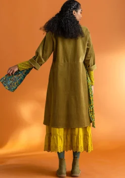 Gudrun Sjödén Kleider>Cordkleid aus Bio-Baumwolle/Elasthan Dunkelolive