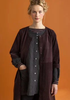 Gudrun Sjödén Kleider>Cordkleid aus Bio-Baumwolle/Elasthan Dunkelaubergine