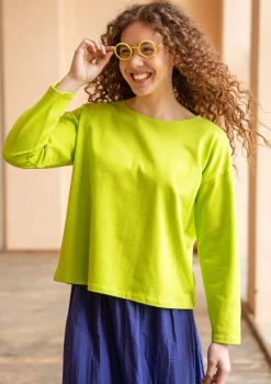 Gudrun Sjödén Pullover & Shirts>Einfarbiges Shirt aus Bio-Baumwolle Tropengrün