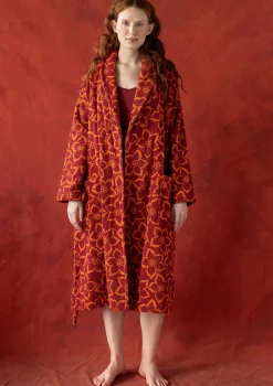 Gudrun Sjödén Wäsche & Loungewear>Frottee-Morgenmantel „Stars“ aus Bio-Baumwolle Moosbeere