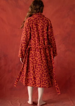 Gudrun Sjödén Wäsche & Loungewear>Frottee-Morgenmantel „Stars“ aus Bio-Baumwolle Moosbeere