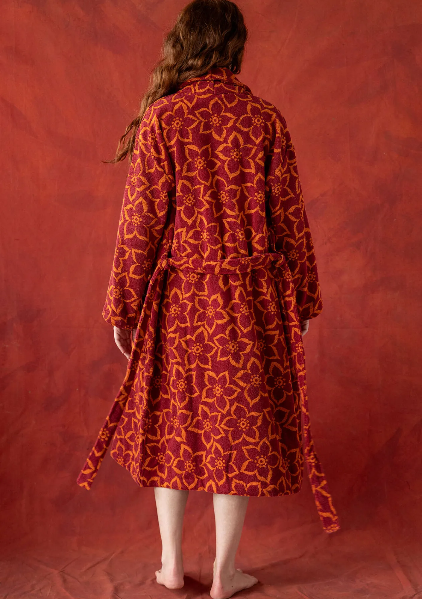 Gudrun Sjödén Wäsche & Loungewear>Frottee-Morgenmantel „Stars“ aus Bio-Baumwolle Moosbeere