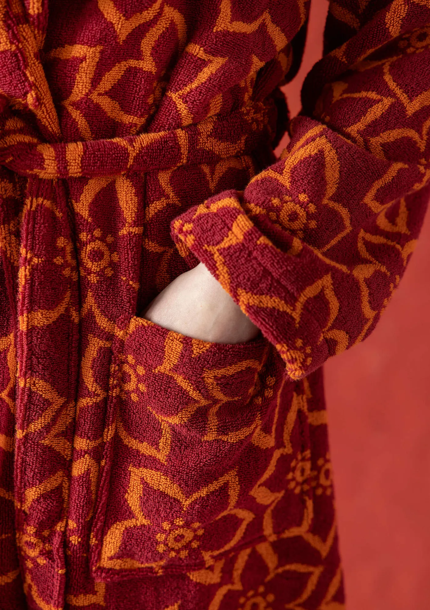 Gudrun Sjödén Wäsche & Loungewear>Frottee-Morgenmantel „Stars“ aus Bio-Baumwolle Moosbeere