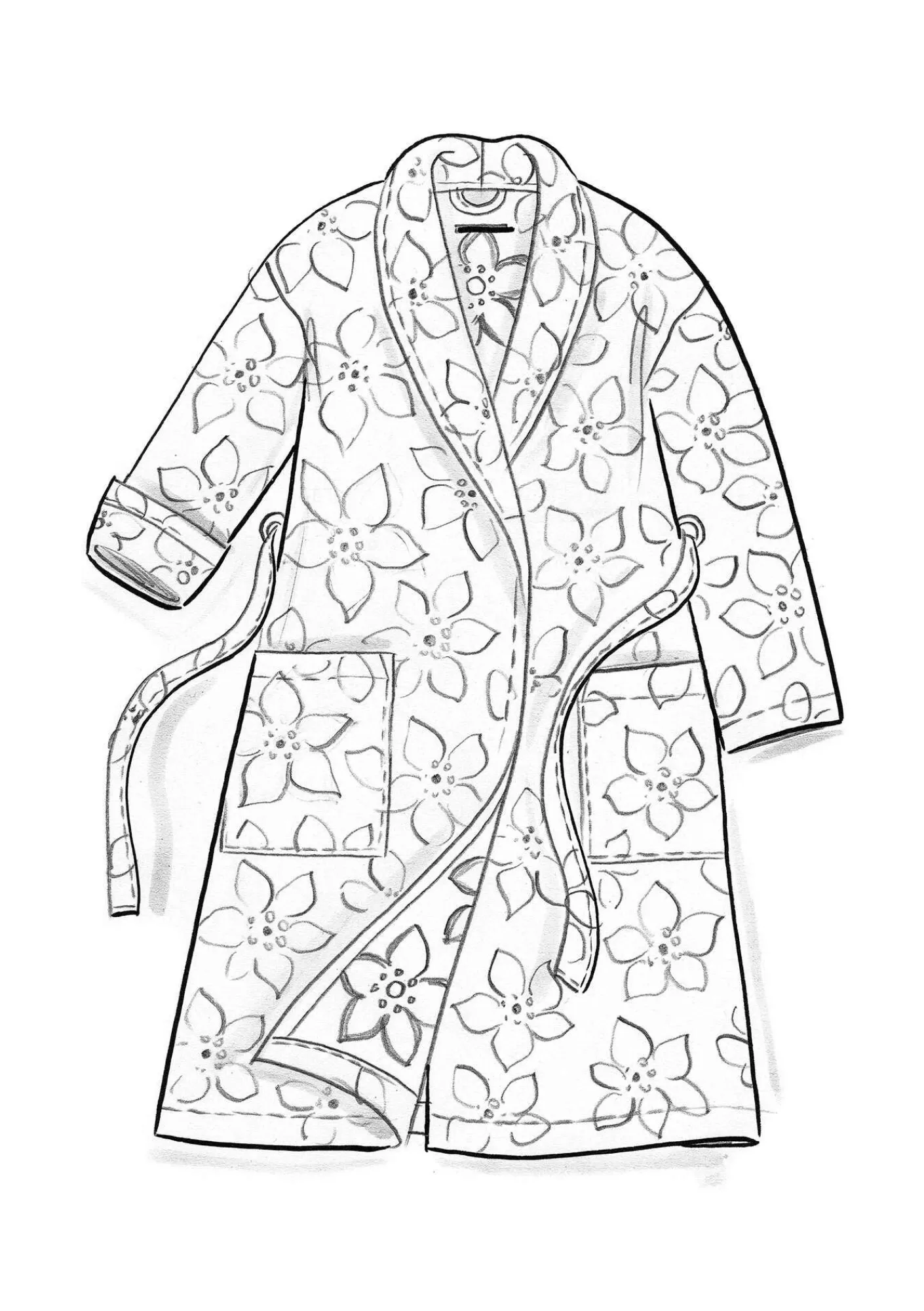 Gudrun Sjödén Wäsche & Loungewear>Frottee-Morgenmantel „Stars“ aus Bio-Baumwolle Moosbeere