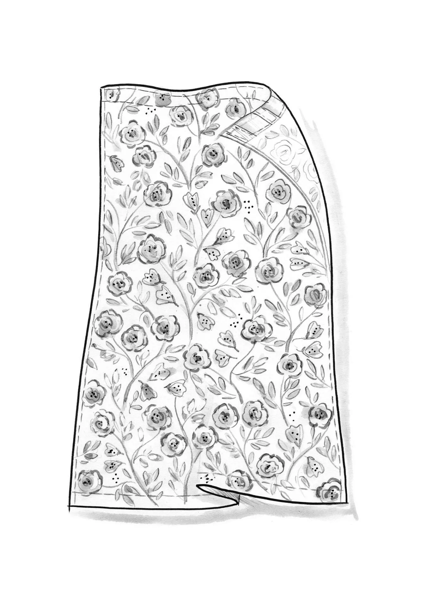 Gudrun Sjödén Gardinen|Heimtextilien>Gardine „Wild rose“ aus Leinen/Bio-Baumwolle Aschgrau