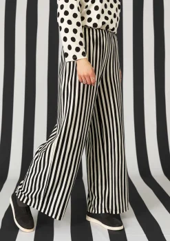 Gudrun Sjödén Hosen>Gestreifte Jerseyhose aus Bio-Baumwolle/Modal Schwarz-feder