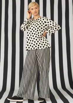 Gudrun Sjödén Hosen>Gestreifte Jerseyhose aus Bio-Baumwolle/Modal Schwarz-feder