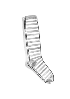 Gudrun Sjödén Accessoires>Gestreifte Kniestrümpfe aus Bio-Baumwolle Dunkelhibiskus/koralle