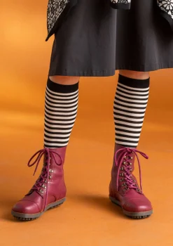 Gudrun Sjödén Accessoires>Gestreifte Kniestrümpfe aus Bio-Baumwolle Schwarz-ungebleicht