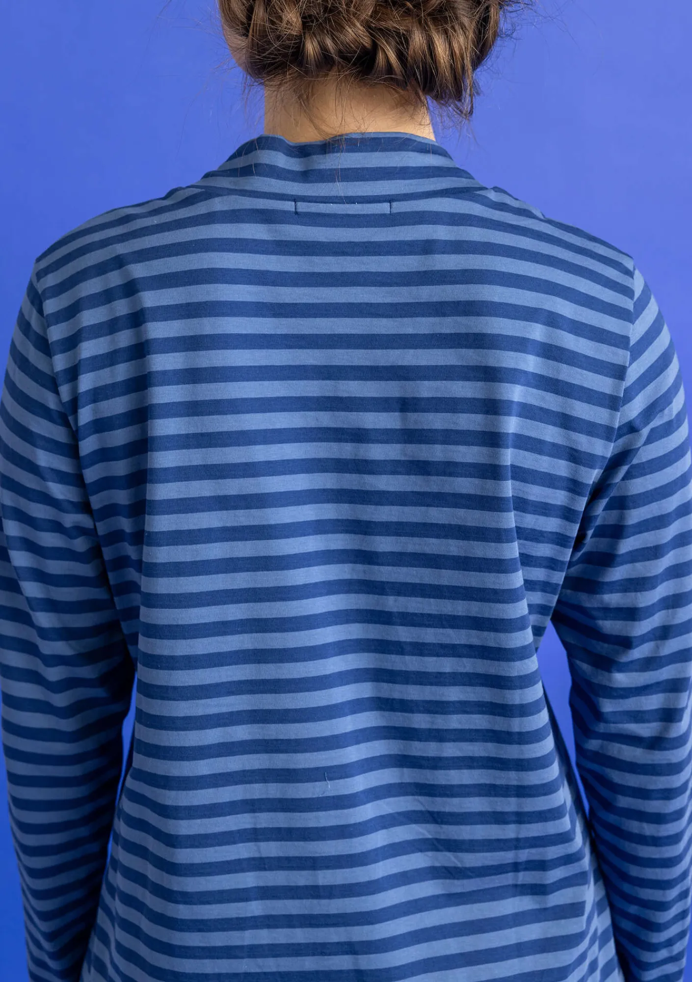 Gudrun Sjödén Pullover & Shirts>Gestreiftes Stehkragenshirt aus Bio-Baumwolle Indigoblau