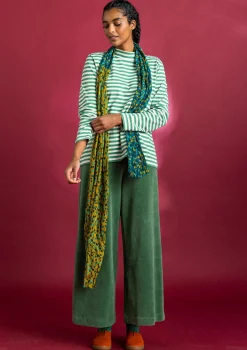 Gudrun Sjödén Pullover & Shirts>Gestreiftes Stehkragenshirt aus Bio-Baumwolle Malachit-feder