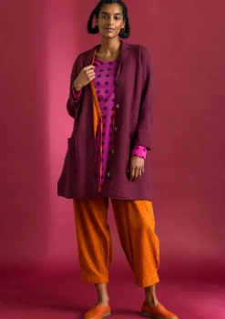 Gudrun Sjödén Jacken & Mäntel|Strickjacken>Gestrickter Blazer aus gefilzter Bio-Wolle Weinrot