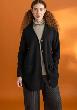 Gudrun Sjödén Jacken & Mäntel|Strickjacken>Gestrickter Blazer aus gefilzter Bio-Wolle Schwarz
