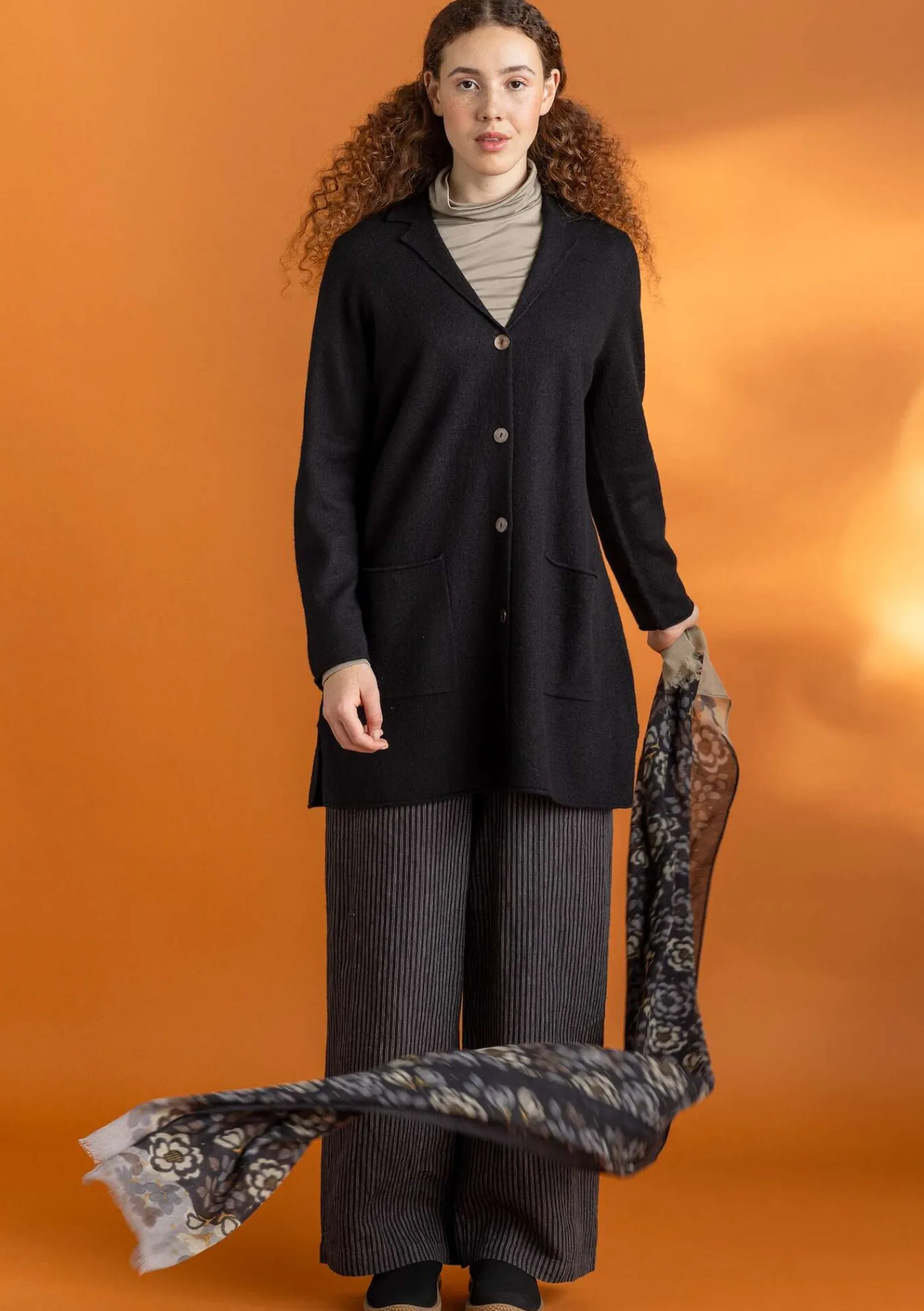 Gudrun Sjödén Jacken & Mäntel|Strickjacken>Gestrickter Blazer aus gefilzter Bio-Wolle Schwarz