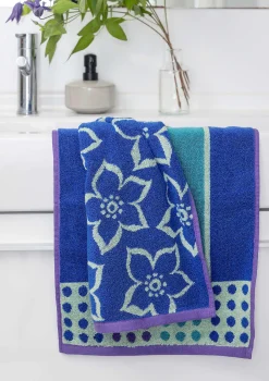 Gudrun Sjödén Frottee|Bad-Accessoires>Gästehandtuch „Flow“ aus Bio-Baumwolle (2er-Pack) Brillantblau