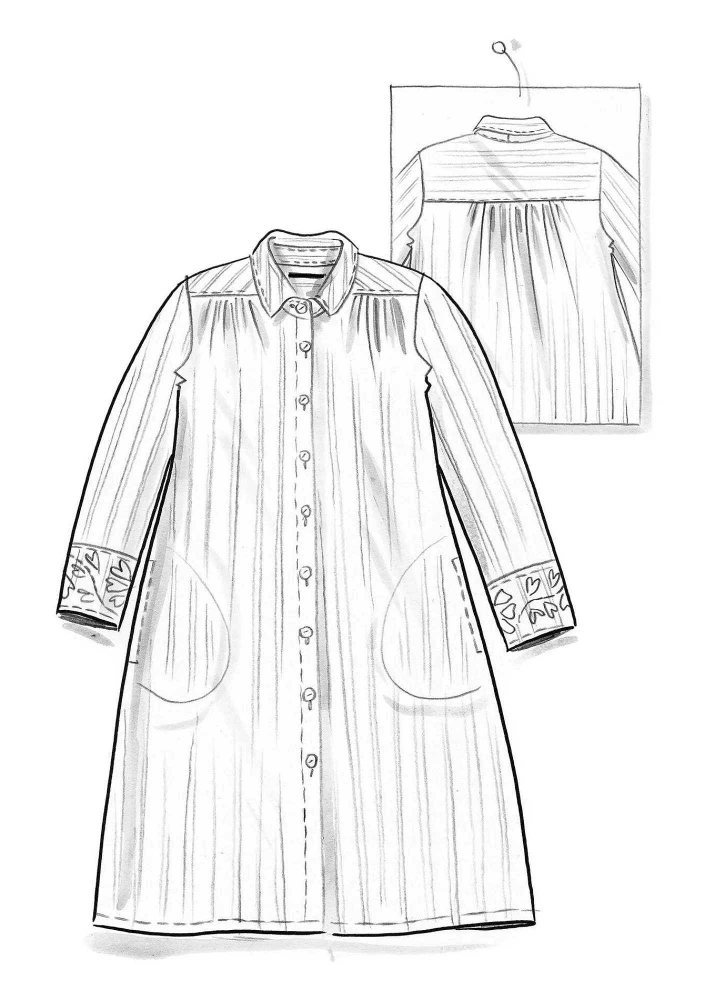 Gudrun Sjödén Pullover & Shirts|Kleider>Hemdblusenkleid „Värmland“ aus Bio-Baumwollgewebe Aubergine