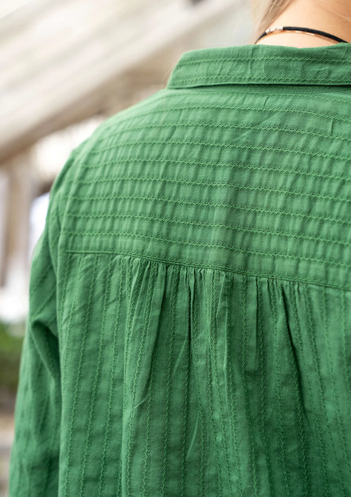 Gudrun Sjödén Pullover & Shirts|Kleider>Hemdblusenkleid „Värmland“ aus Bio-Baumwollgewebe Seegras