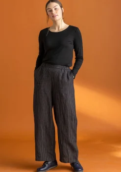 Gudrun Sjödén Hosen>Hose „Asta“ aus Leinengewebe Schwarz-gestreift