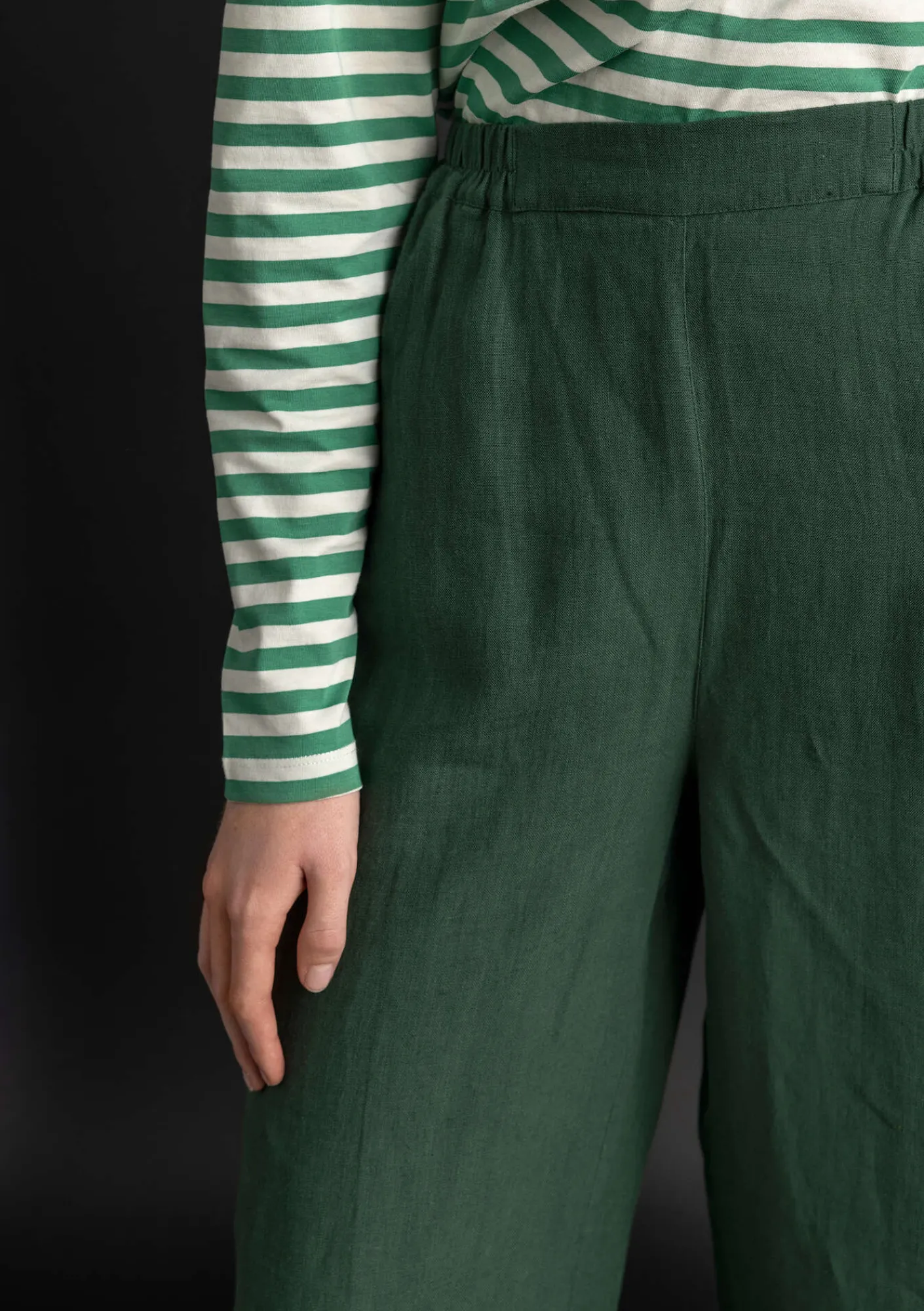 Gudrun Sjödén Hosen>Hose „Asta“ aus Leinengewebe Dunkelgrün