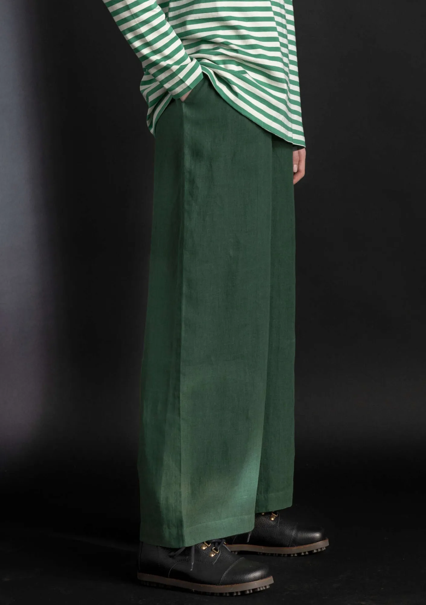 Gudrun Sjödén Hosen>Hose „Asta“ aus Leinengewebe Dunkelgrün