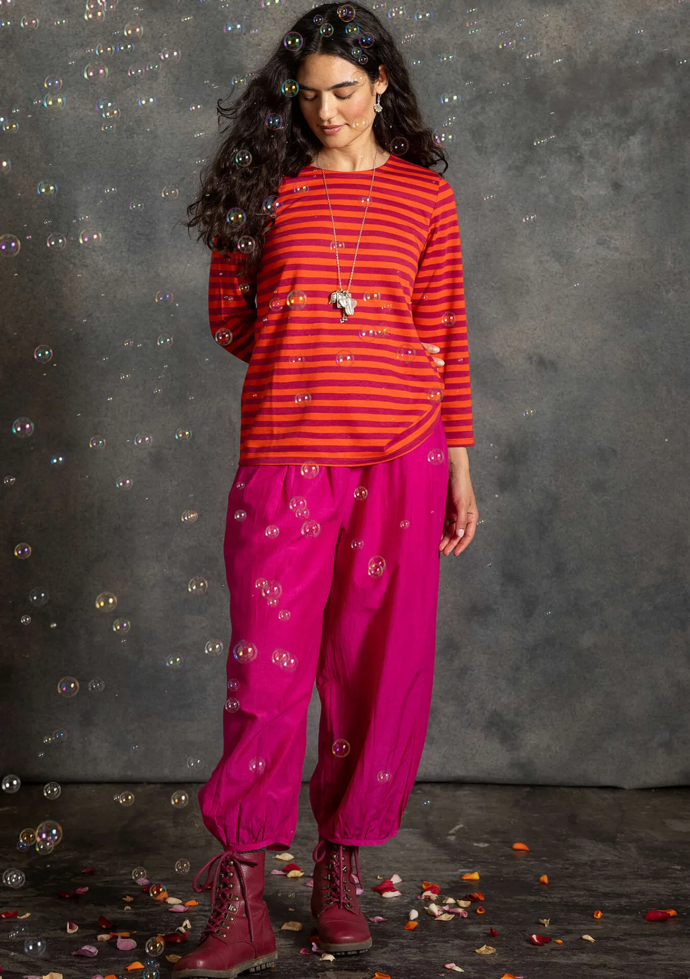 Gudrun Sjödén Hosen>Hose aus Baumwolle/Seide Cerise