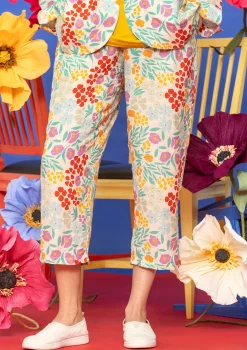 Gudrun Sjödén Hosen>Hose „Margit“ aus Leinen/Modal-Gewebe Vanille-bedruckt