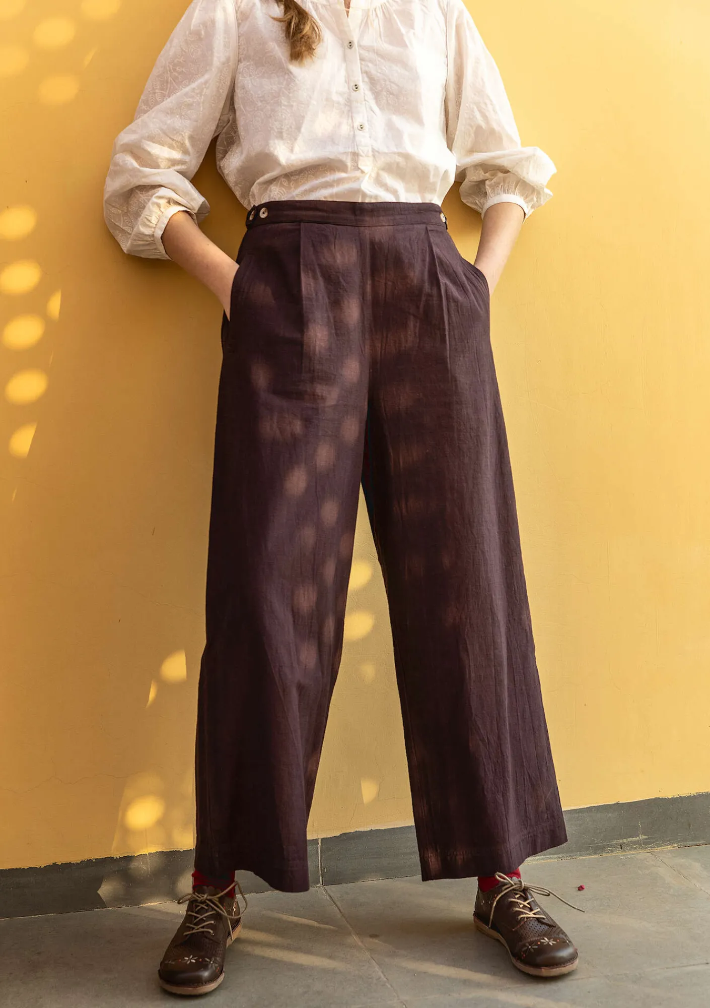 Gudrun Sjödén Hosen>Hose „Stina“ aus Bio-Baumwollgewebe Dunkelschokolade