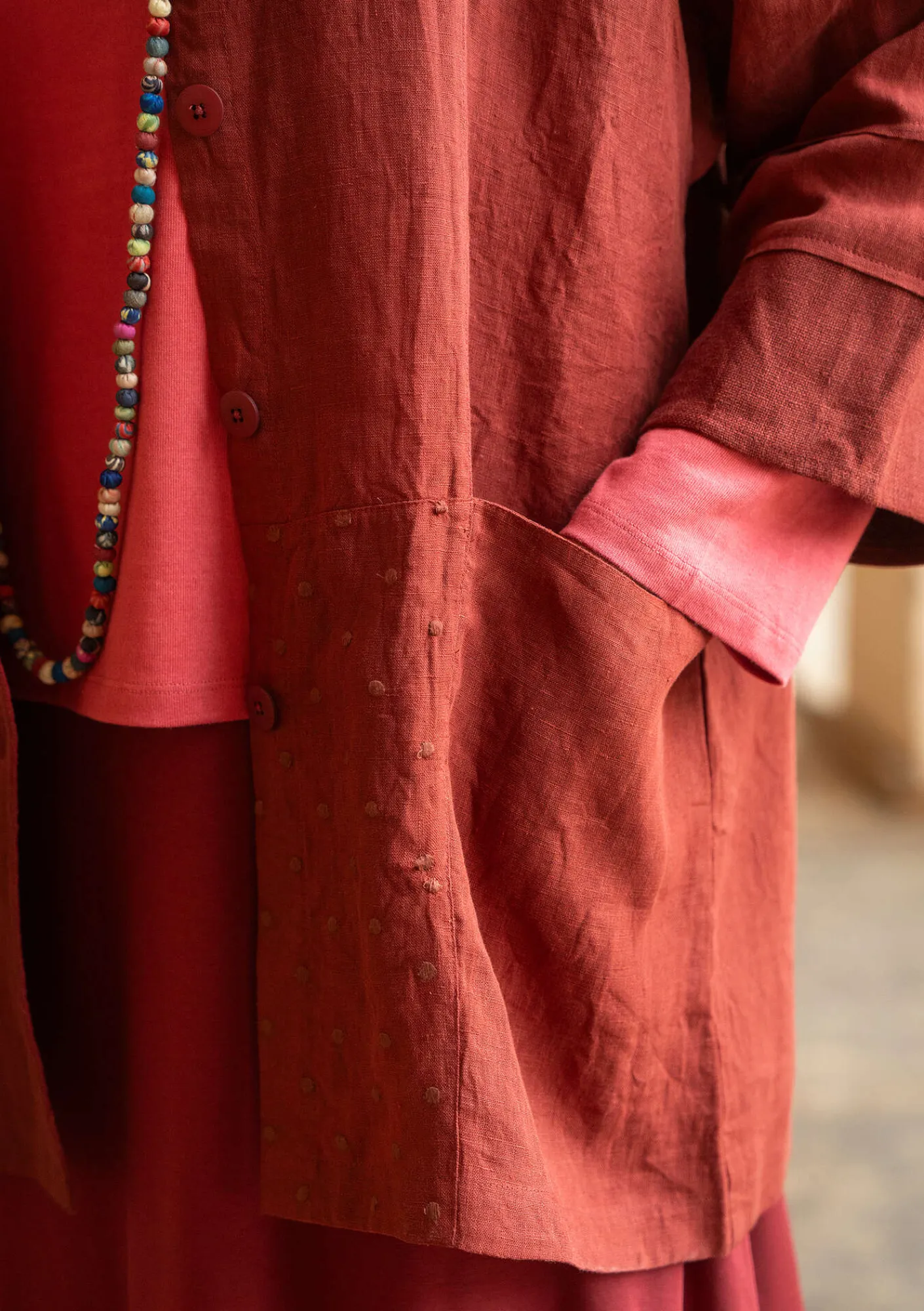 Gudrun Sjödén Jacken & Mäntel>Jacke „Andante“ aus Leinen Curryrot