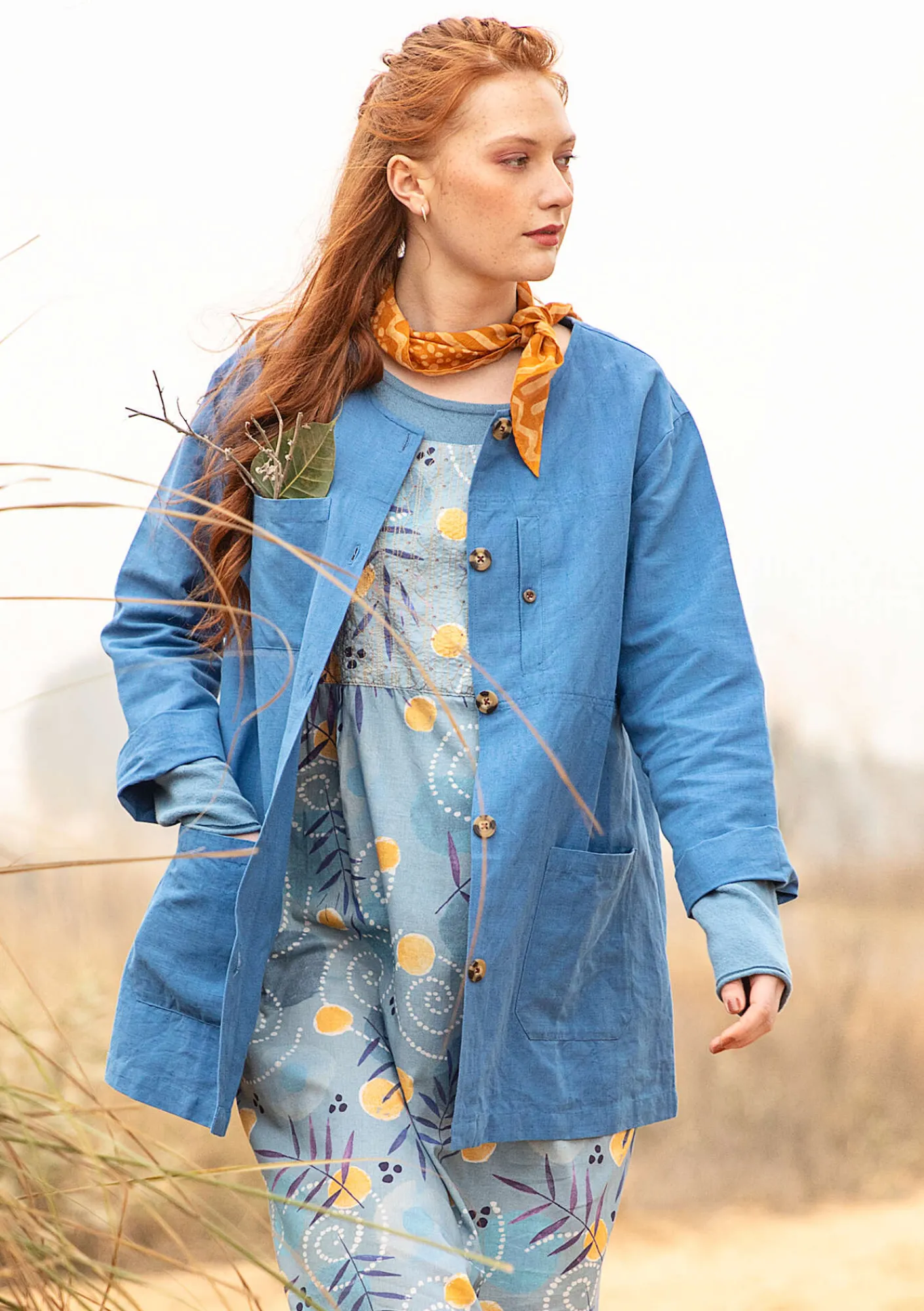 Gudrun Sjödén Jacken & Mäntel>Jacke aus Leinen/Bio-Baumwolle Leinenblau