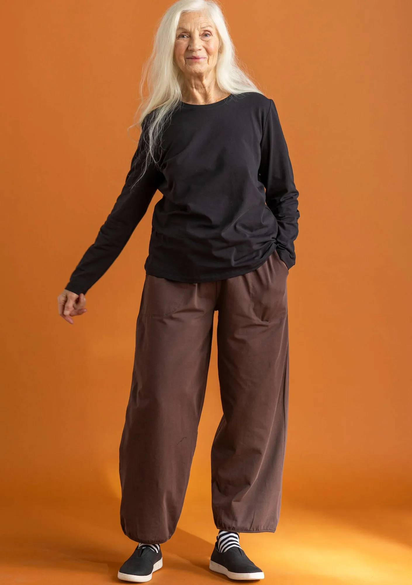 Gudrun Sjödén Hosen>Jerseyhose aus Bio-Baumwolle/Elasthan Röstkaffee