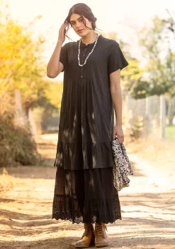 Gudrun Sjödén Kleider>Jerseykleid aus Bio-Baumwolle Dunkelaschgrau