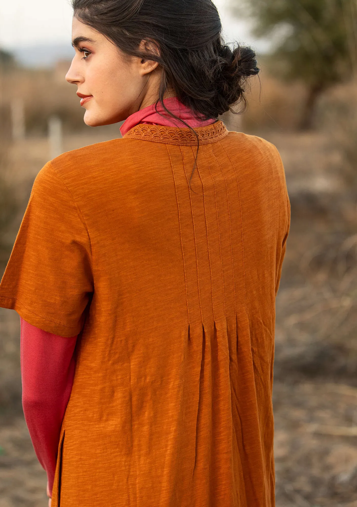 Gudrun Sjödén Kleider>Jerseykleid aus Bio-Baumwolle Bernstein