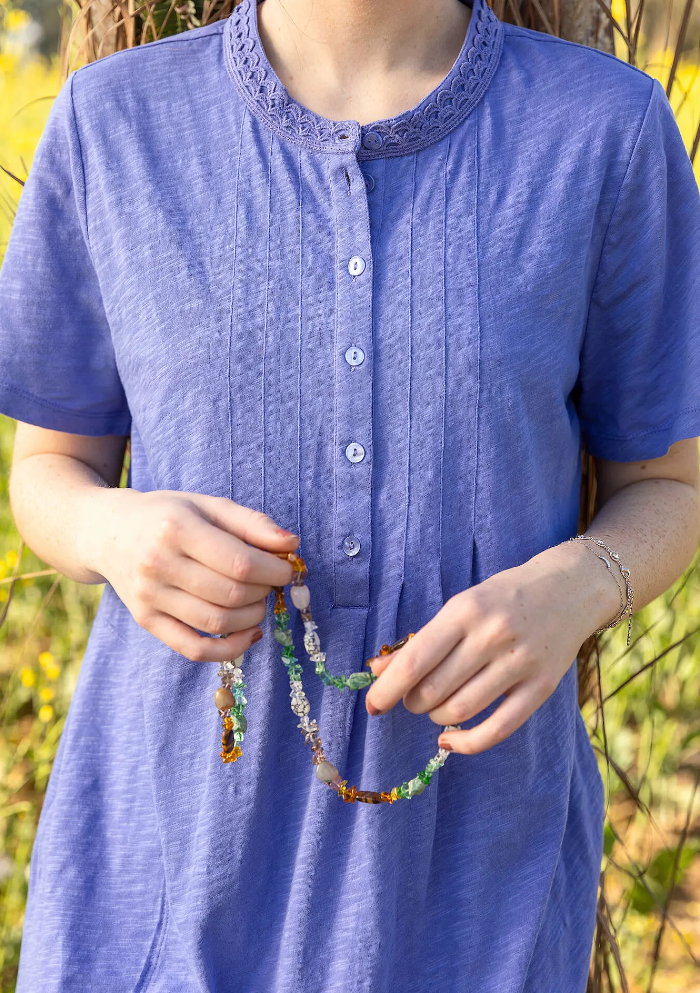 Gudrun Sjödén Kleider>Jerseykleid aus Bio-Baumwolle Lotusblau