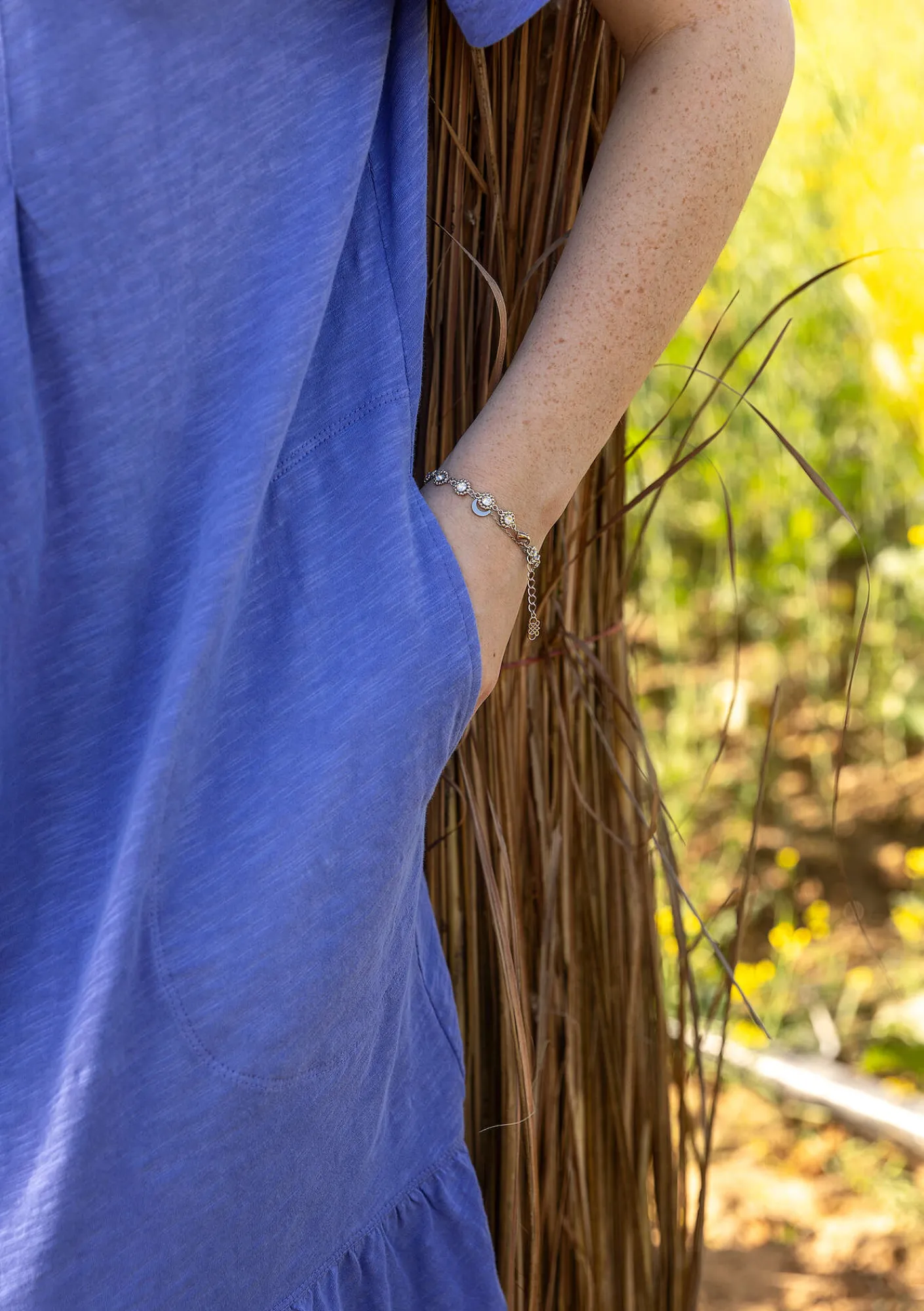 Gudrun Sjödén Kleider>Jerseykleid aus Bio-Baumwolle Lotusblau