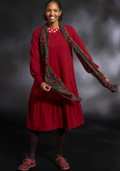 Gudrun Sjödén Kleider>Jerseykleid aus Bio-Baumwolle/Leinen Granatapfel